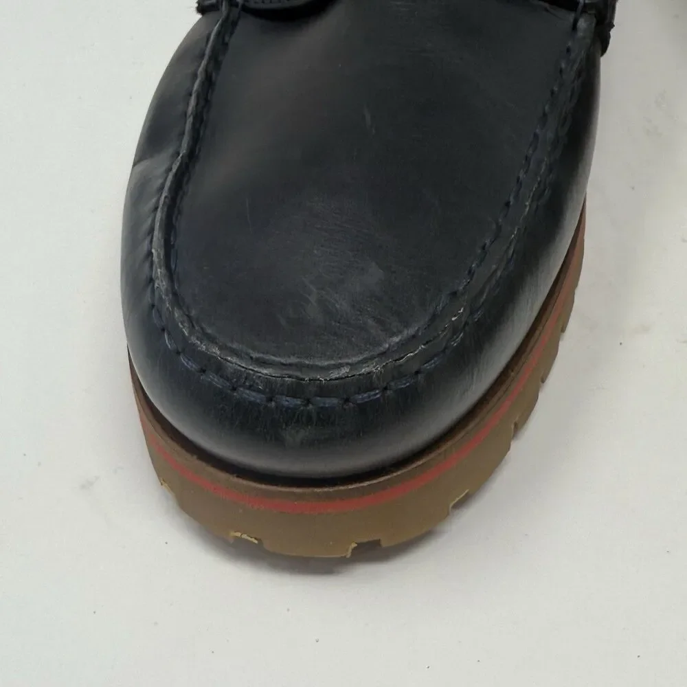Tommy Hilfiger Lug Sole Boat Shoes Mens 11.5 Blue Leather 3 Eye Chunky Prepcore